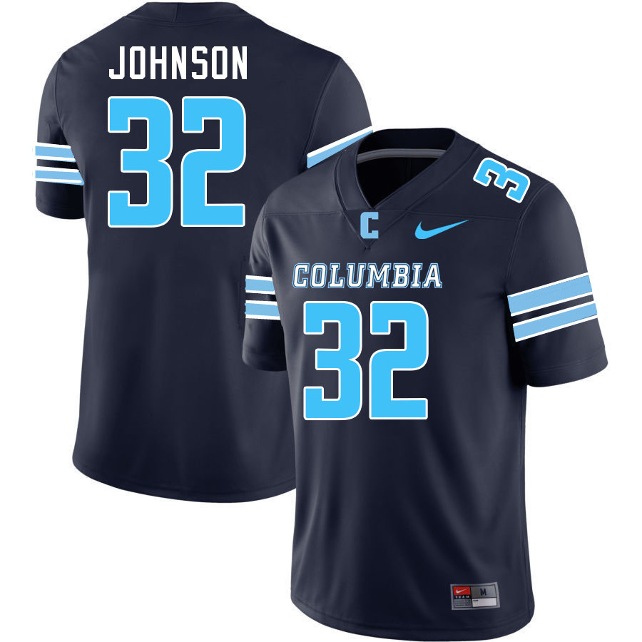 Columbia Lions #32 Griffin Johnson College Football Jerseys,Uniforms Stitched-Navy